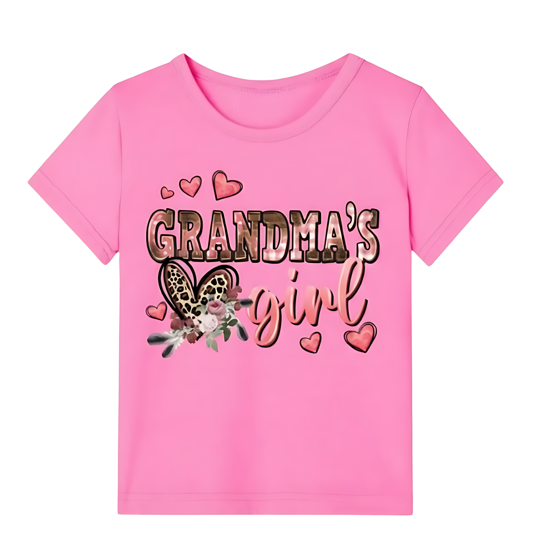 Floral Print Short Sleeve T Shirt For Girls