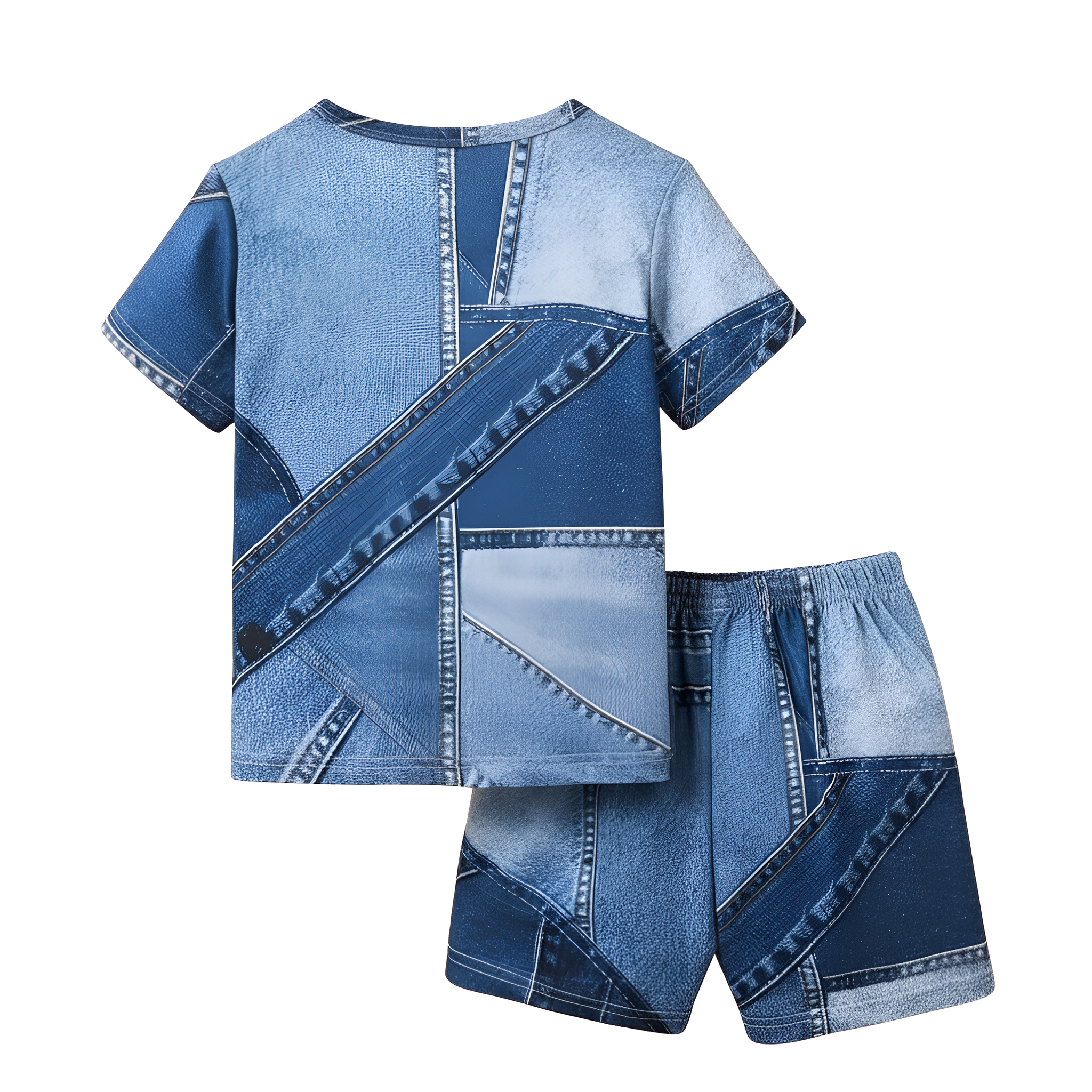 Summer Baby Boy Letter Imitation Denim Printed Set
