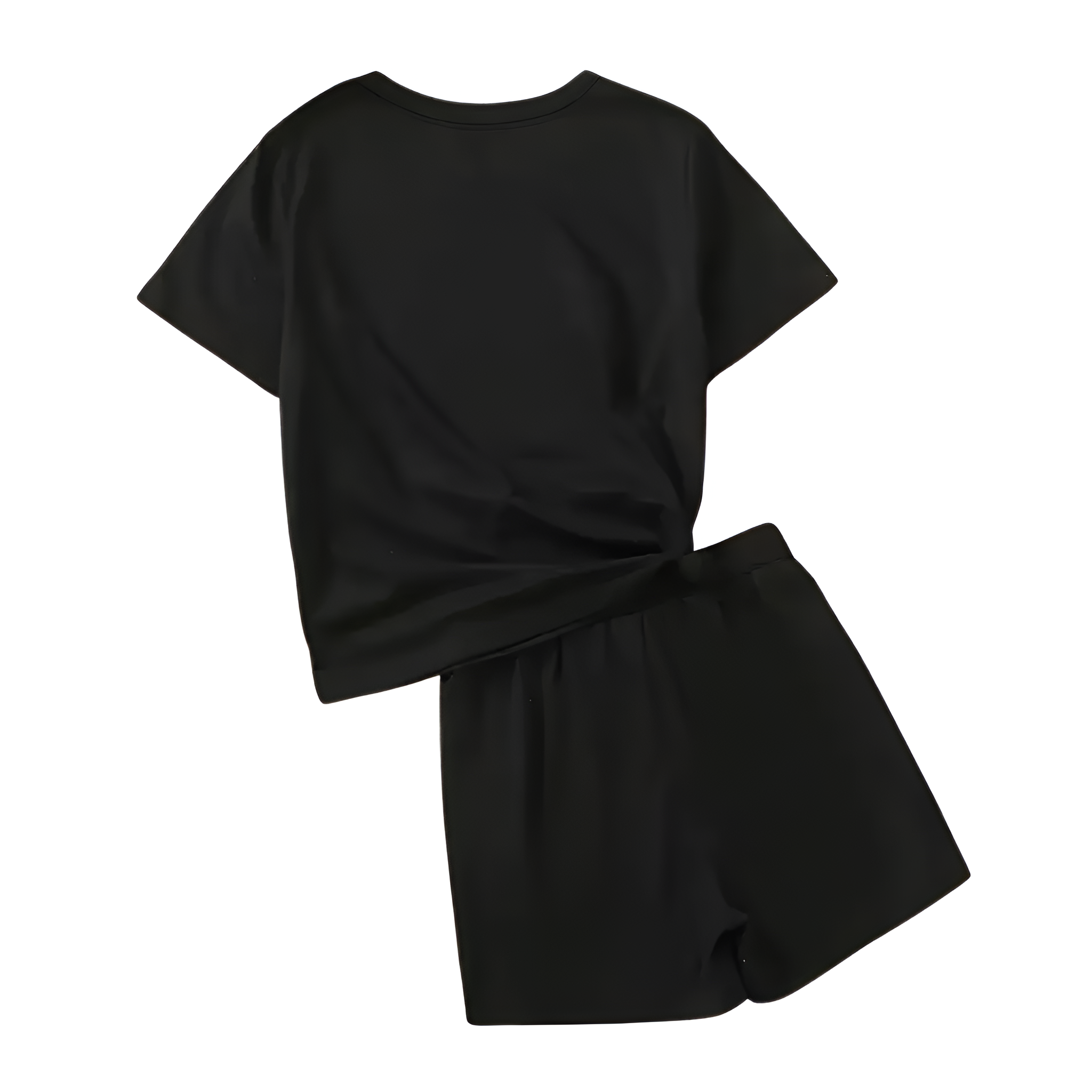 Summer Style Cartoon Bear Print Zipper Round Neck Short Sleeve Set