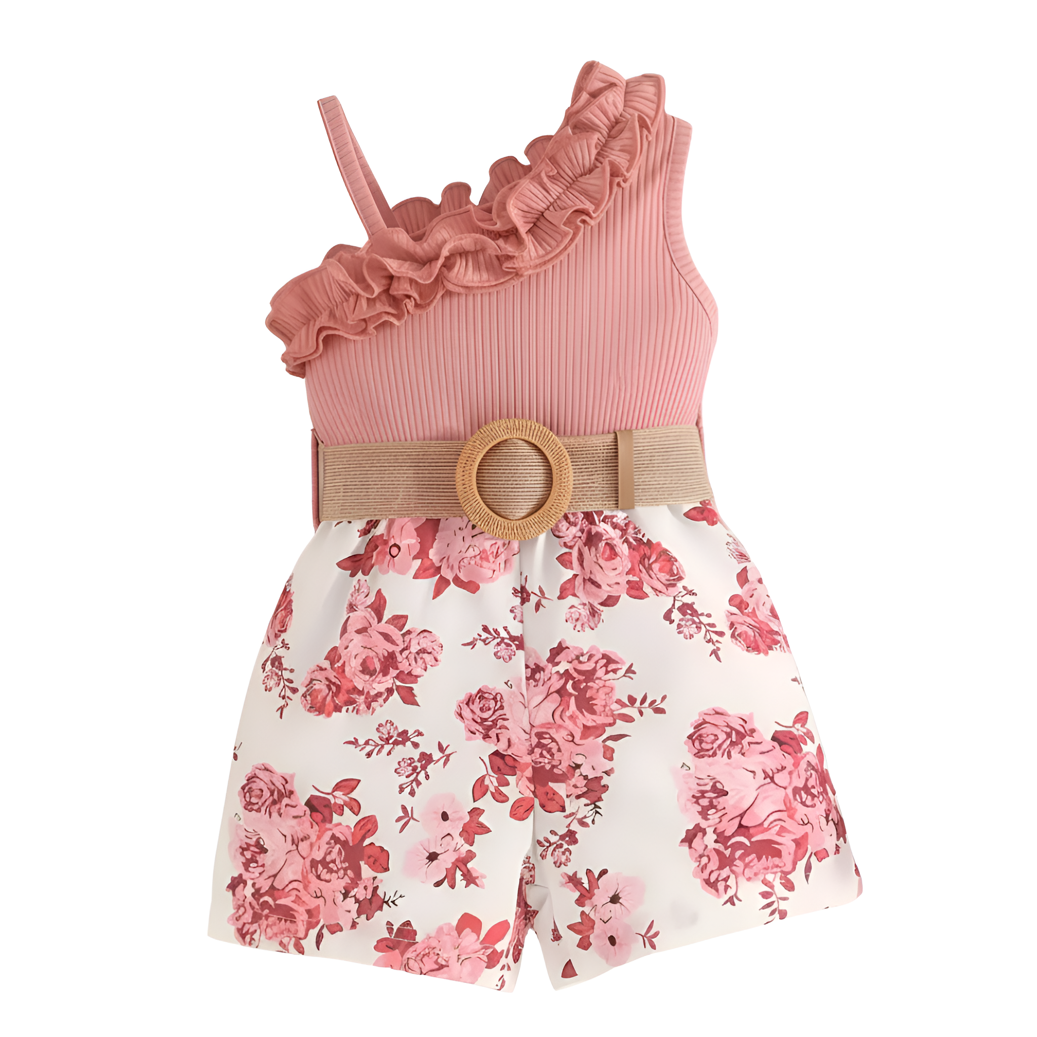 Lightweight Summer Romper For Girls With Belted Closure