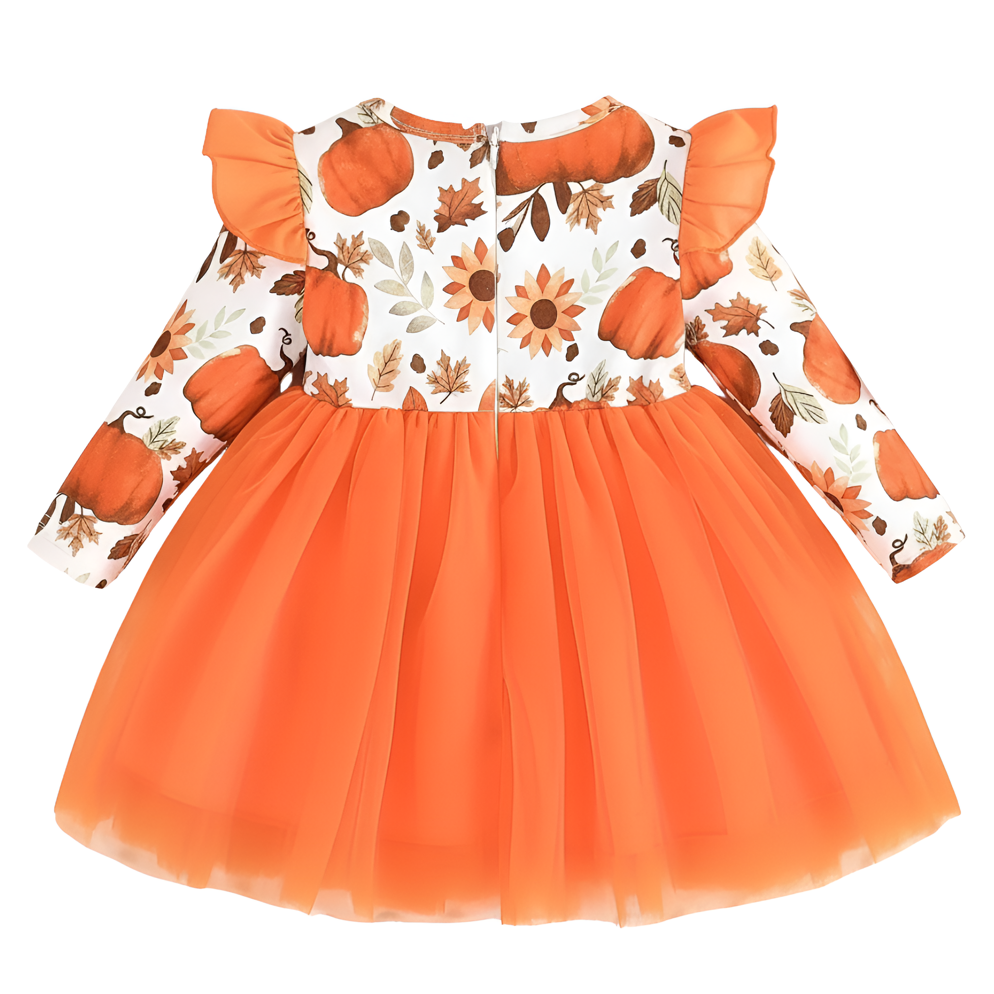 [Copy] Girls Round Neck Flutter Sleeve Cartoon Print Dress