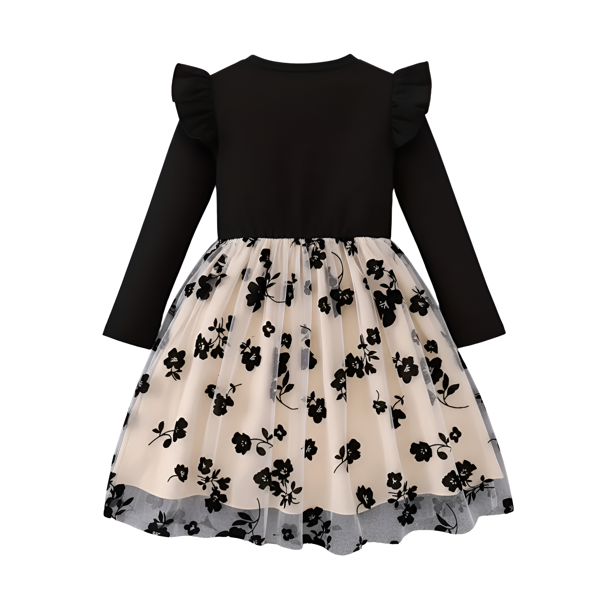 Baby Girl Sleeveless Floral Print Dress With Ruffled Hem
