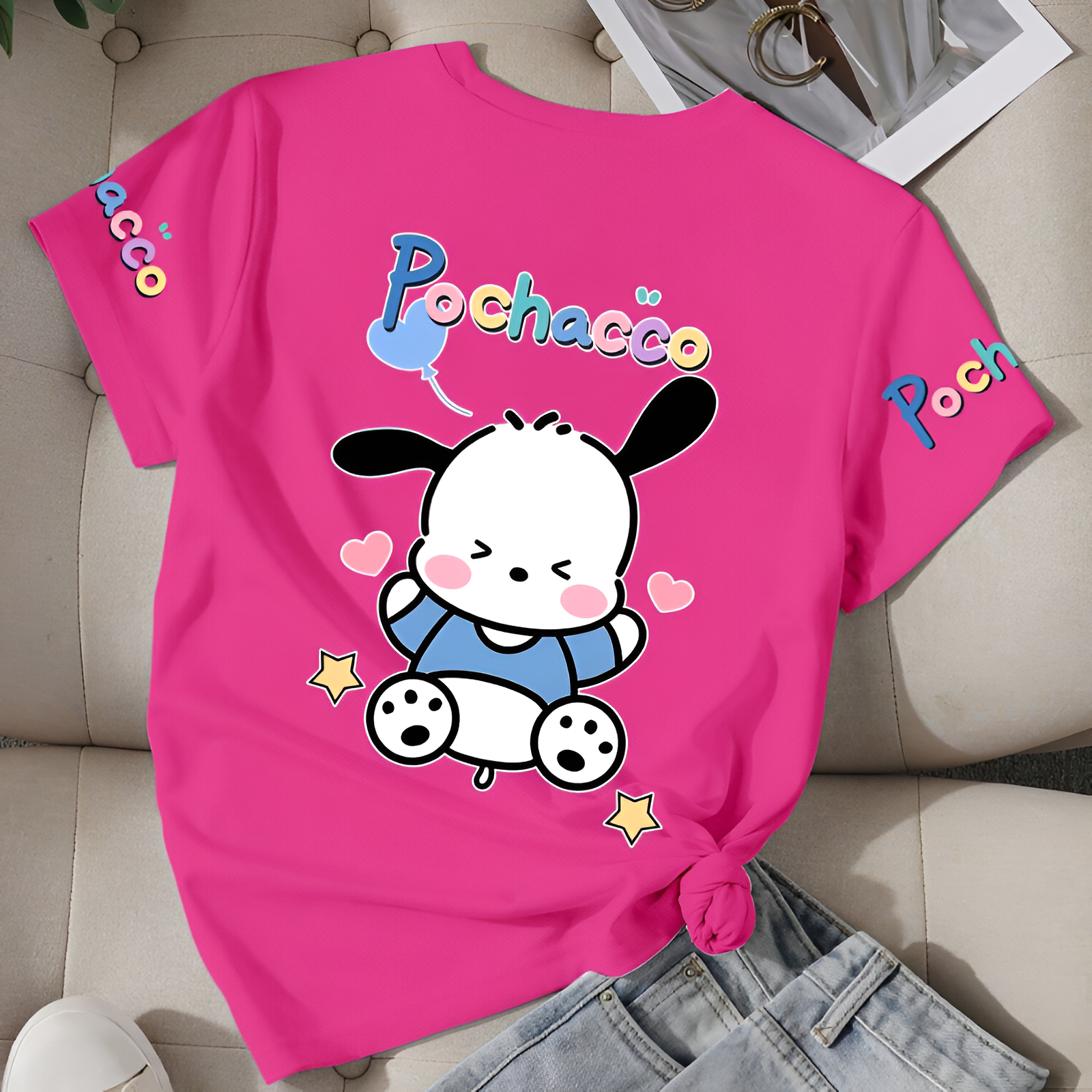 Pochacco Printed Short Sleeved T Shirt