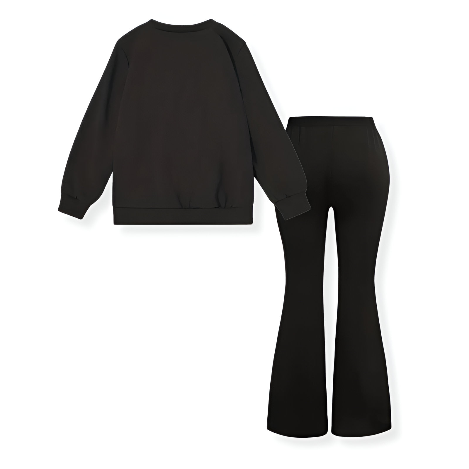 Girls Casual Sweatshirt Stitch Pattern And Bell Bottom Pants 2 Piece Set