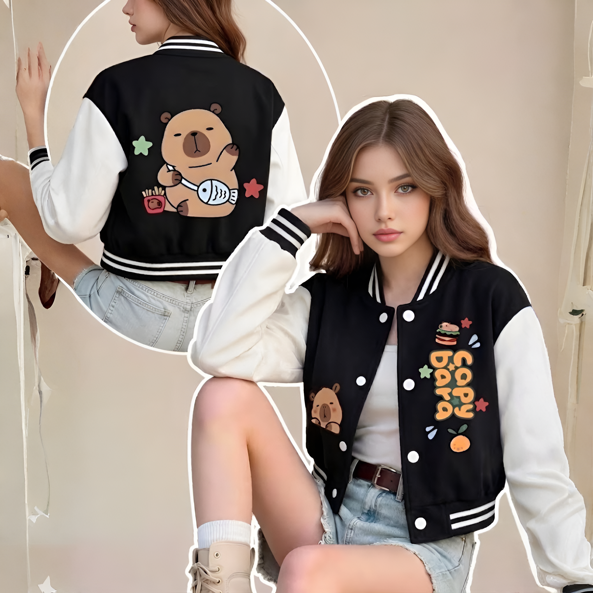 Girl Baseball Jacket - Casual and Stylish Jacket, Autumn/Winter Style,