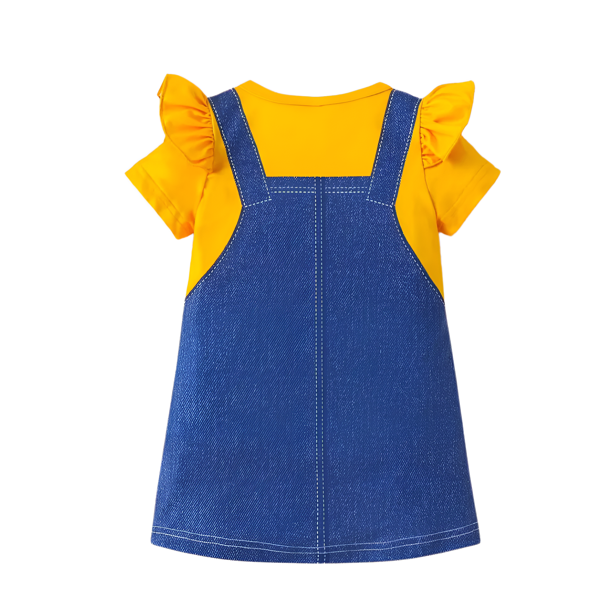 Girls Summer Bee And Flower Print Dress With Ruffled Sleeves