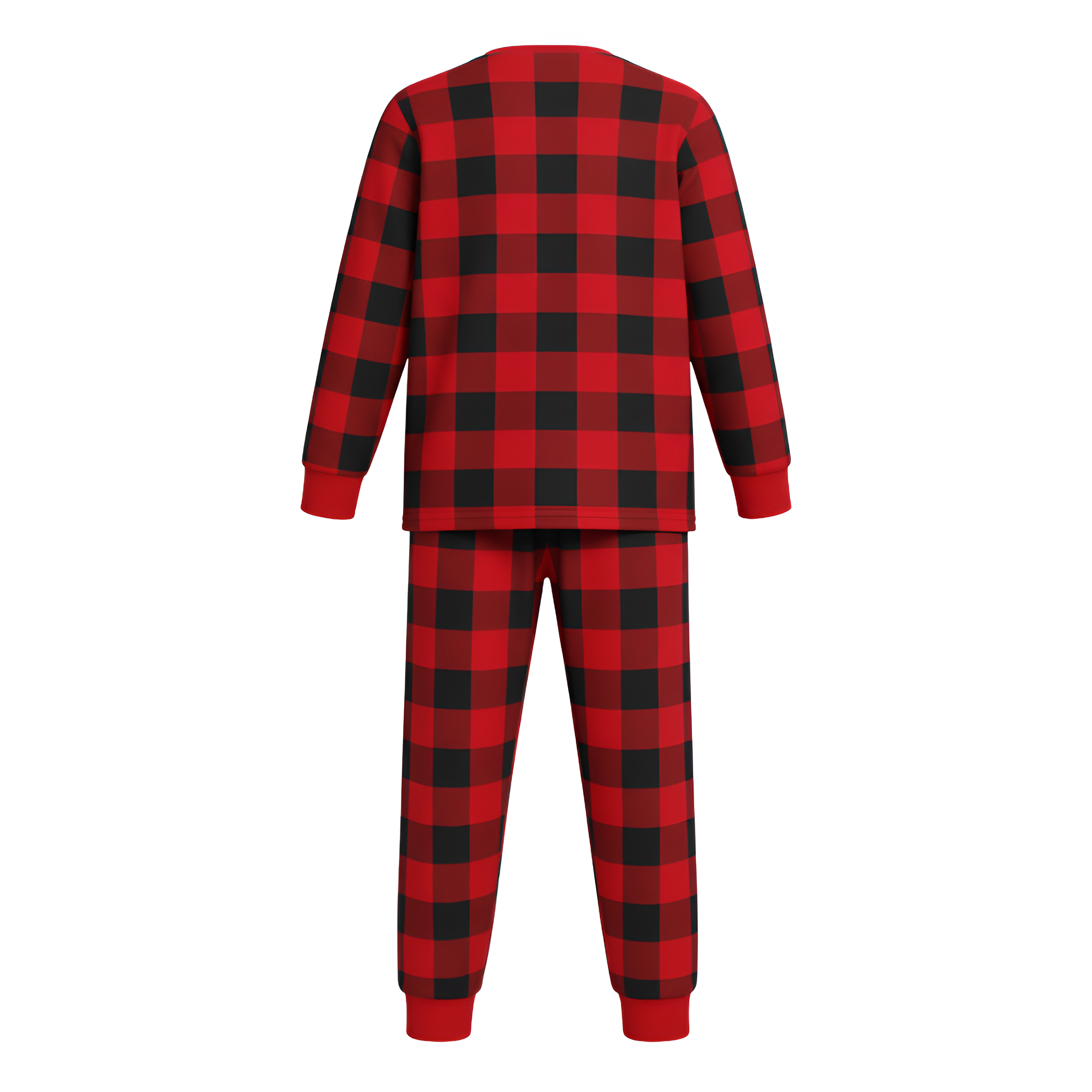 Flame Retardant Fabric New Christmas Round Neck Plaid Contrast Print