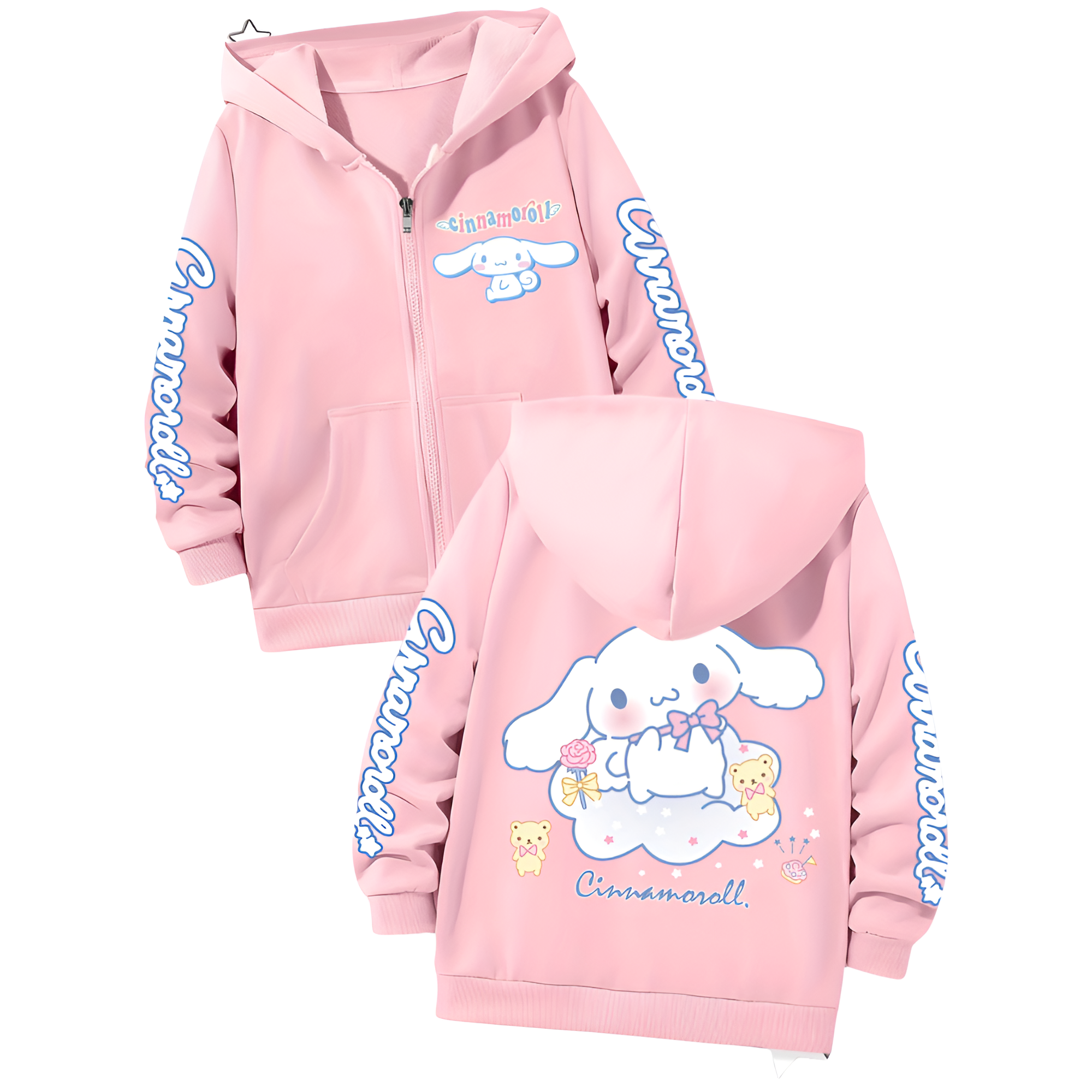 Zippered Hooded Jacket Sweatshirt With Pockets
