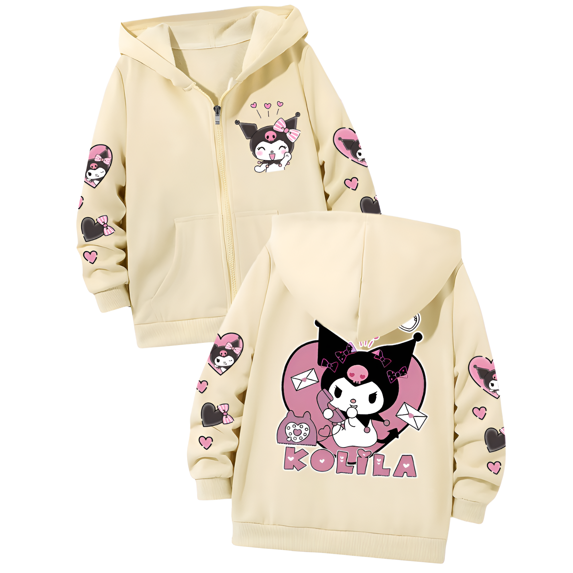 Modern Pony Character Zip Up Kids Hoodie