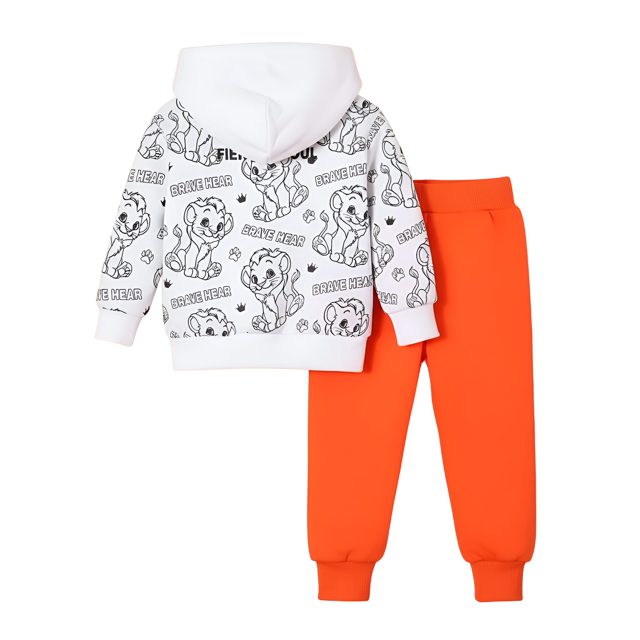 Boys Lion Print Hoodie And Pants Set