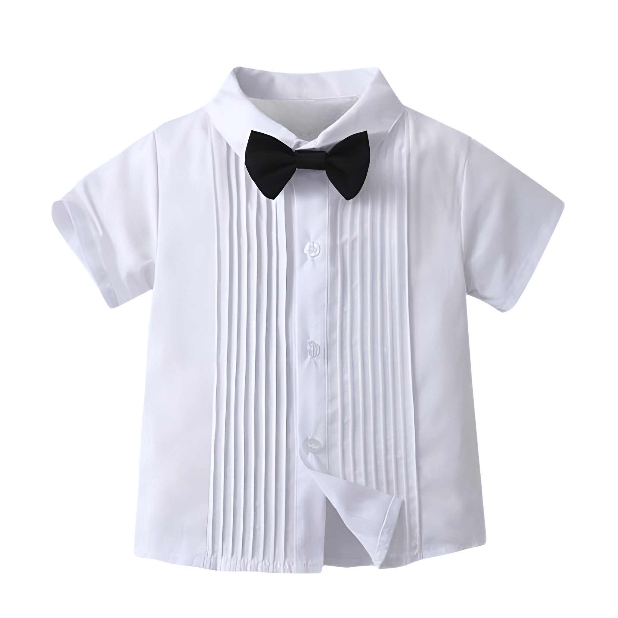 2 Piece Of Summer Gentleman Suit With Shirt And Shorts Set For Boys