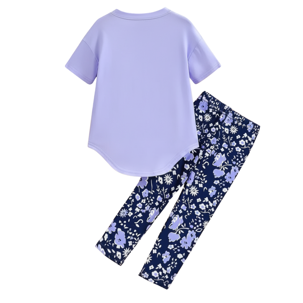 Girls Slogan T Shirt And Floral Bottoms Set For Summer