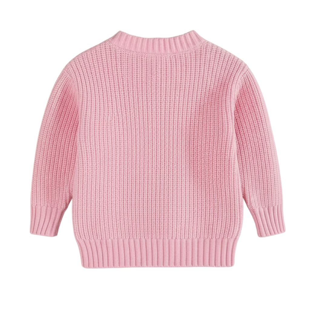 Long Sleeve Cable Knit Pullover For Baby With Button Closure