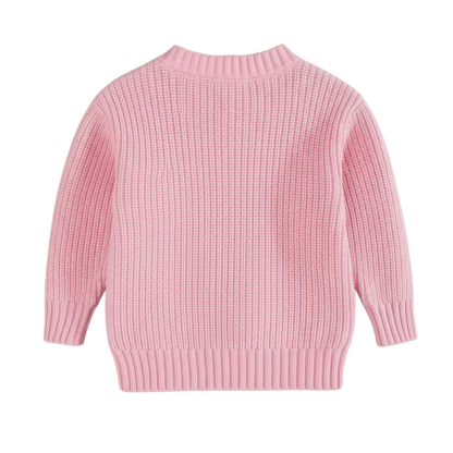 Long Sleeve Cable Knit Pullover For Baby With Button Closure