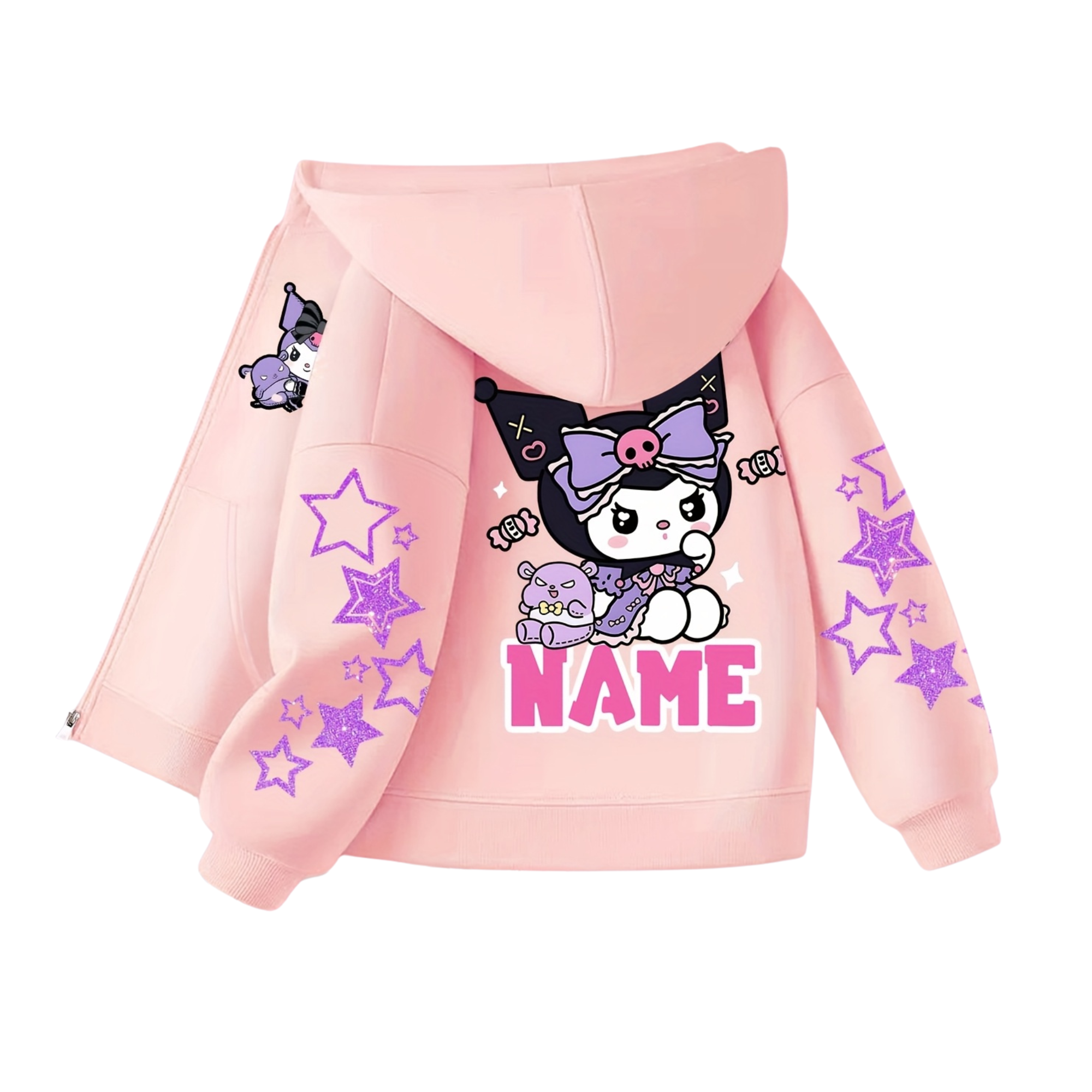 Customizable Cardigan Hoodie Featuring Adorable Double-Sided Fun Prints of Kuromi