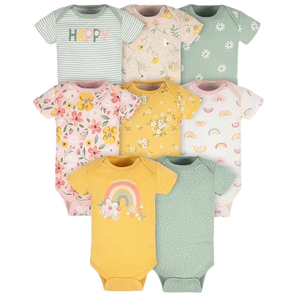 Pack of 8 Baby Girl Short Sleeve Onesies Bodysuits