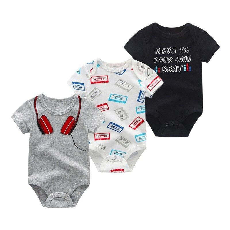 Cotton Romper 3 Pieces Baby Bodysuit Set-Children Cloth Shop
