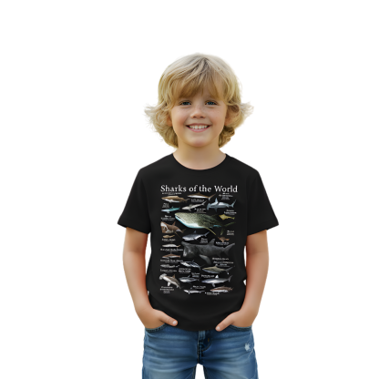 Sharks World Anime Graphic Print Short Sleeve T Shirt 