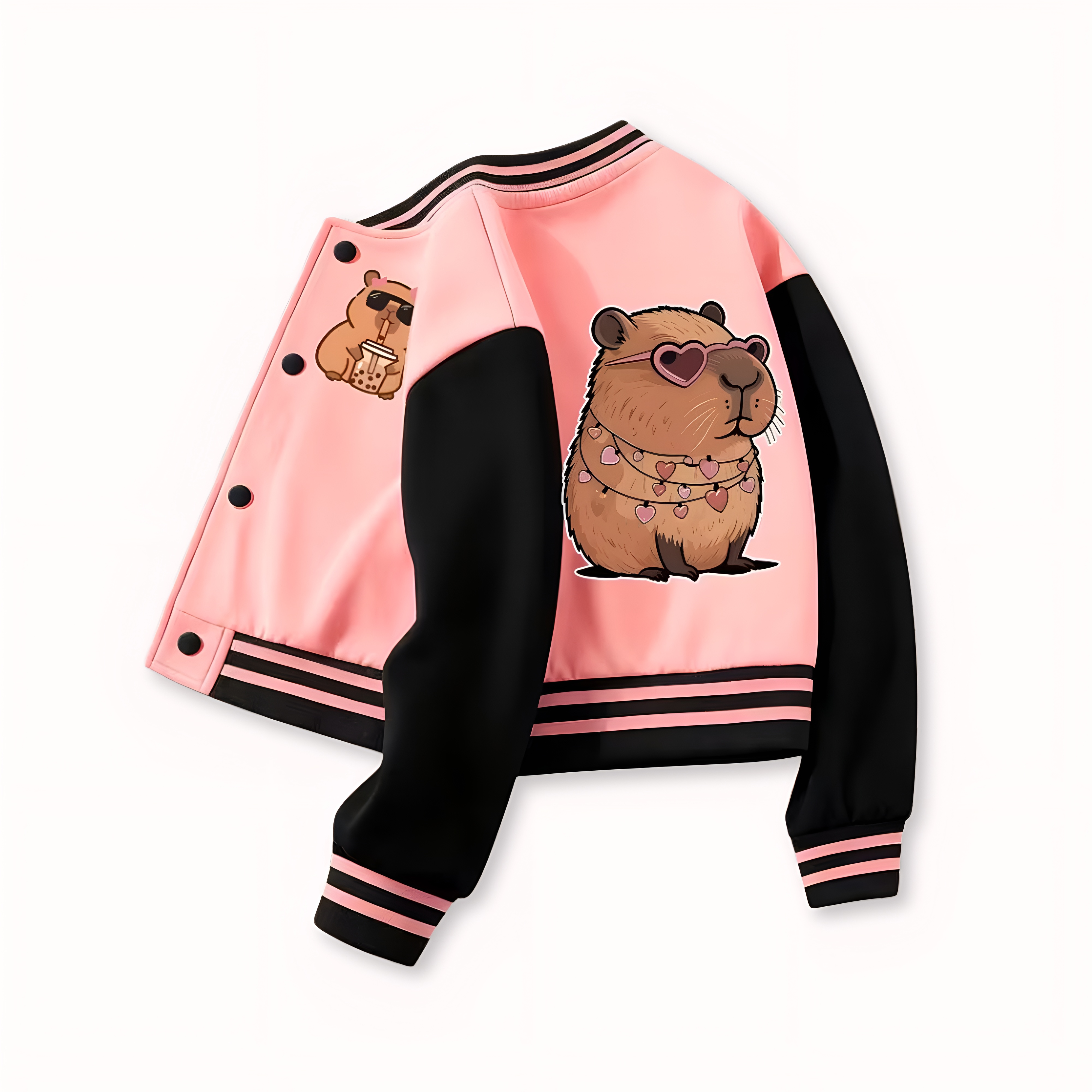 Capybara Family Design Printed Casual Jacket For Girls