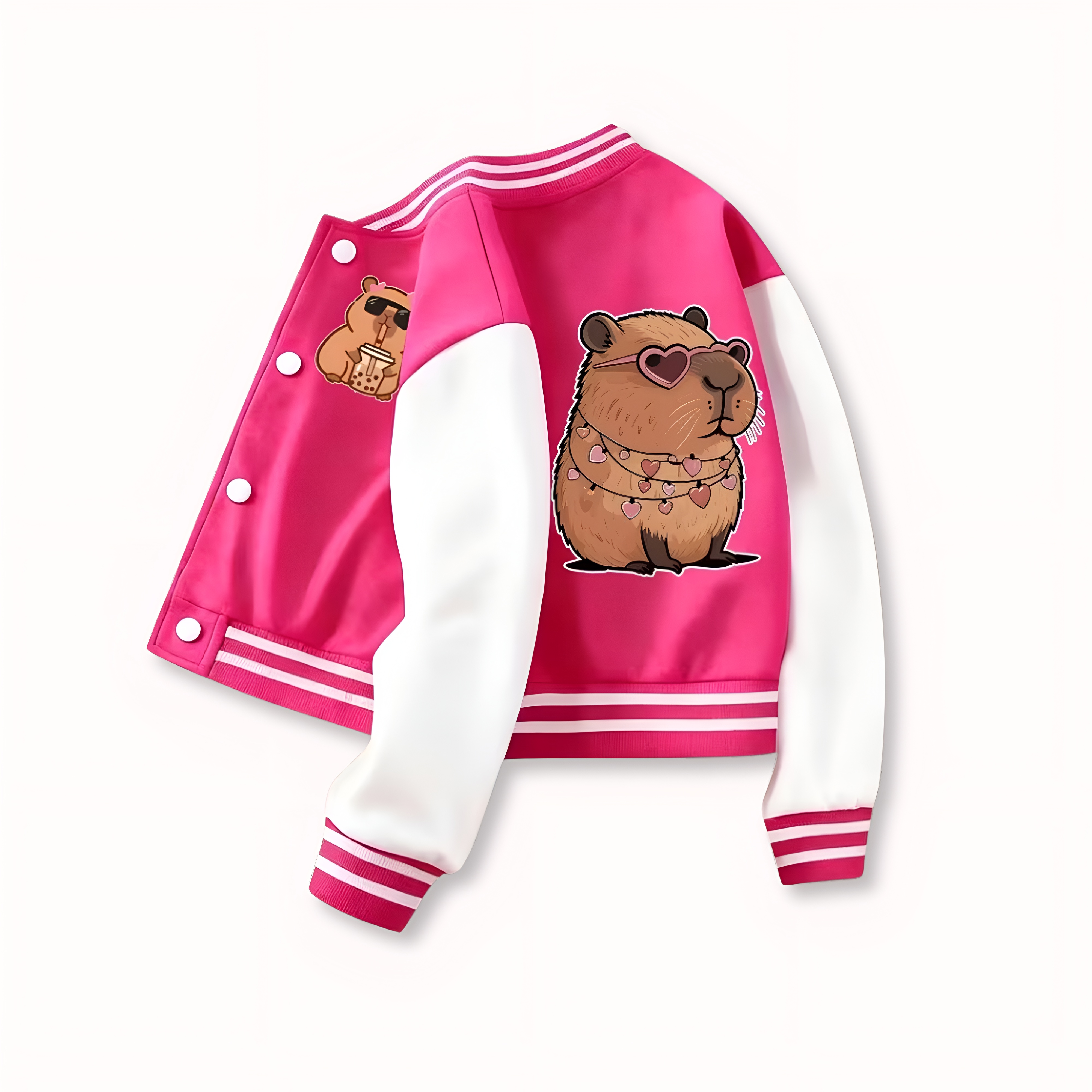 Capybara Family Design Printed Casual Jacket For Girls