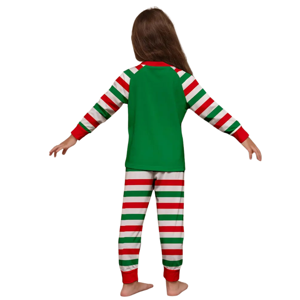 Flame Retardant Santa Striped Christmas Pajamas Set For Boys And Girls