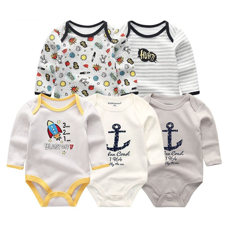 5 Pcs Cotton Toddler Bodysuits Set-Children Cloth Shop