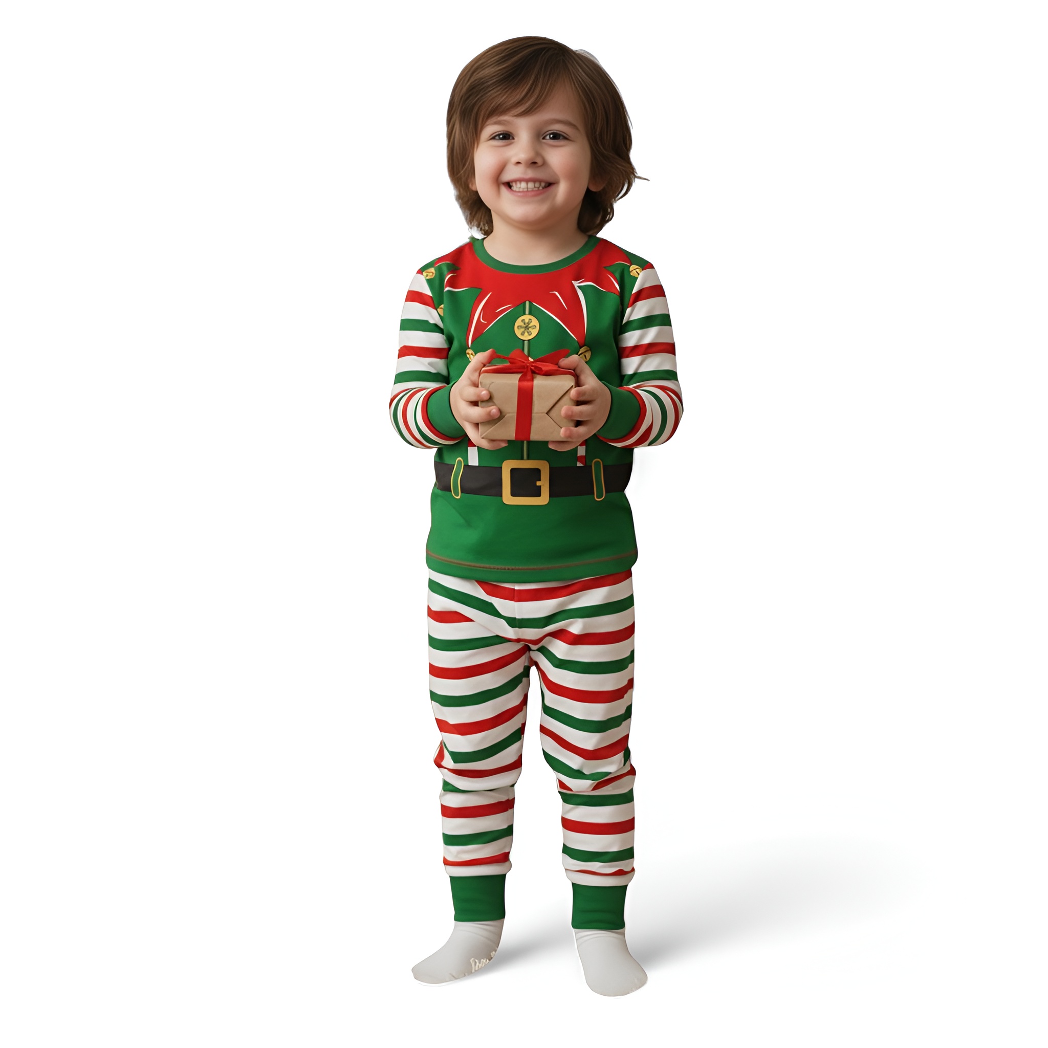 Flame Retardant Fabric Holiday and Winter Cartoon Striped Christmas Tree Print Set