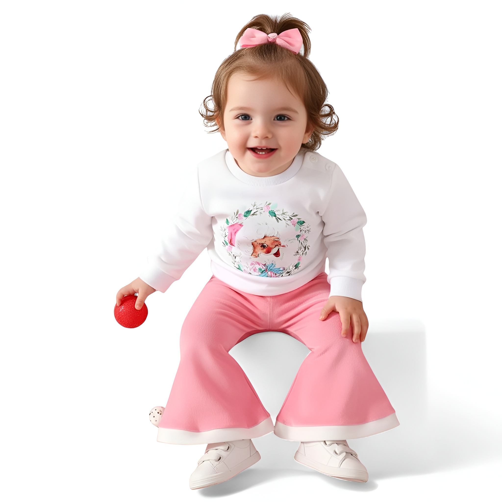 Christmas Ribbed Long Sleeve Pullover Sweatshirt