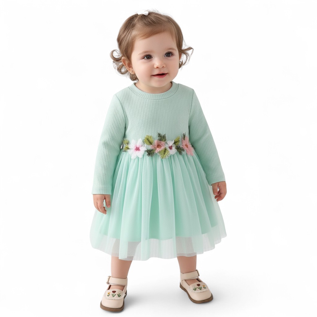 Summer Casual Dress With Floral Waistband 