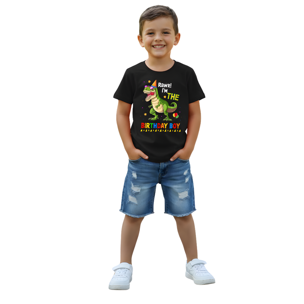 Boys Dinosaur Birthday Print T Shirt