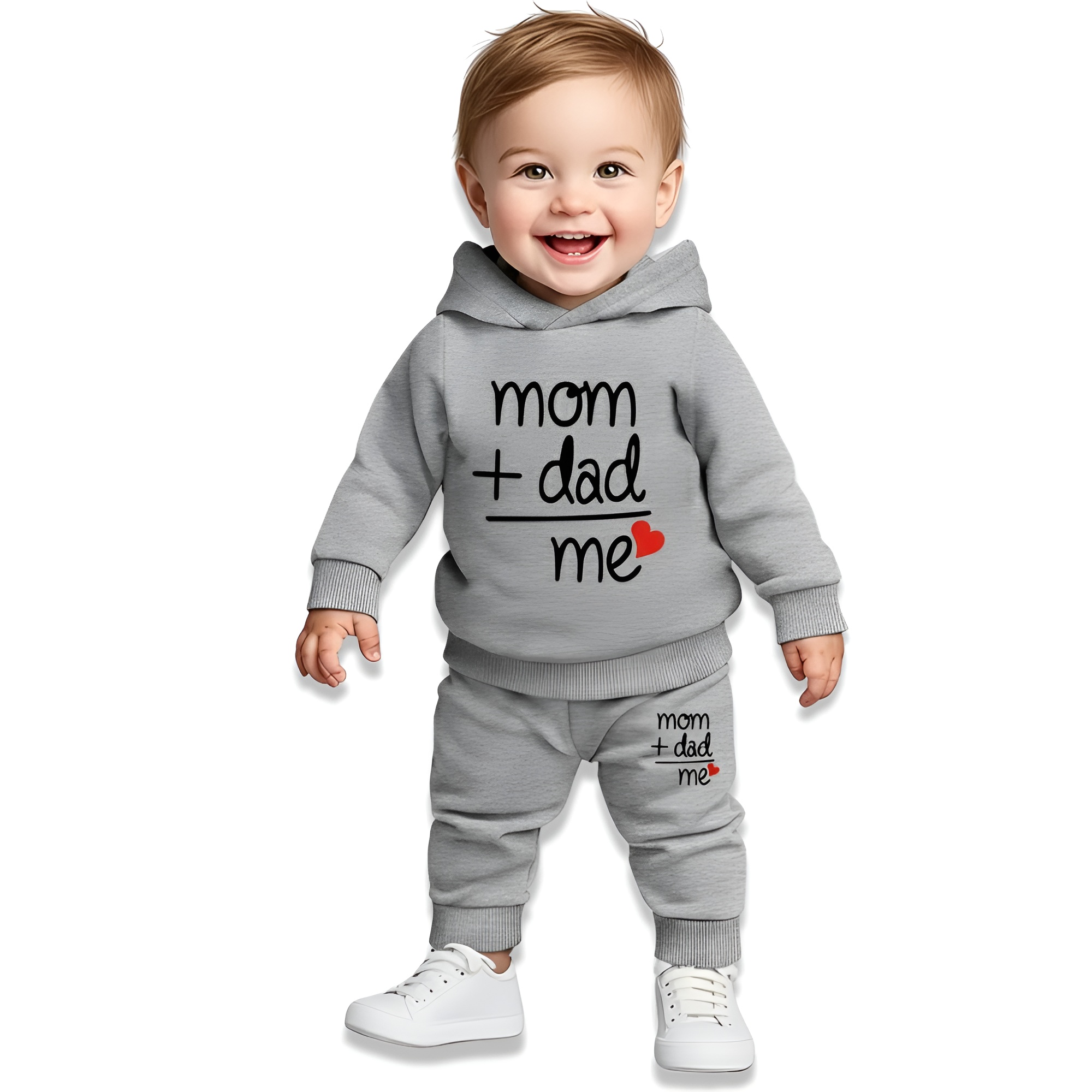 Infant and Toddler Boys and Girls Letter Print Hooded Long Sleeve Sweatshirt and Sweatpants