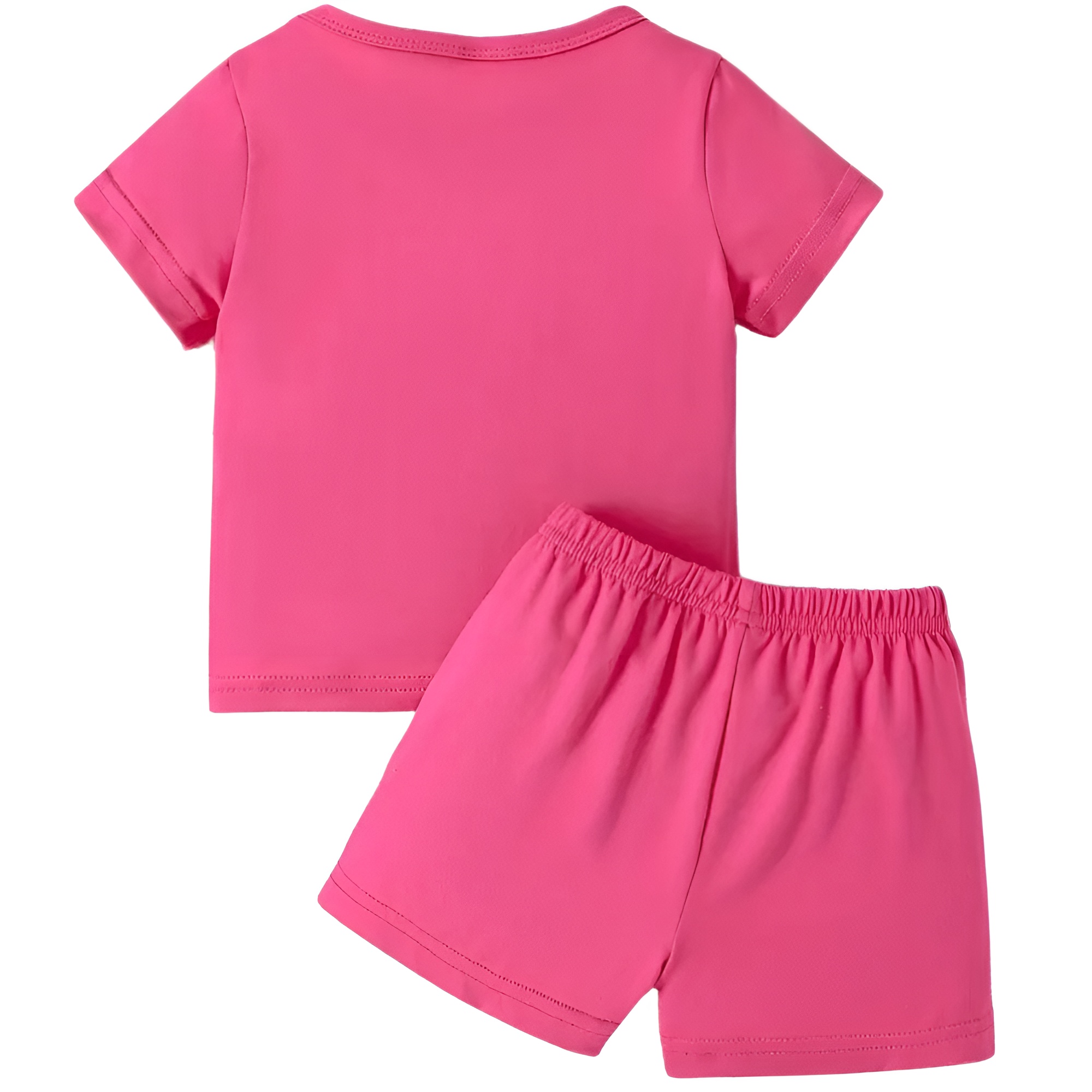 Baby Girls Round Neck Leopard Print Love Graphic Short Sleeve Top and Shorts Two Piece Set