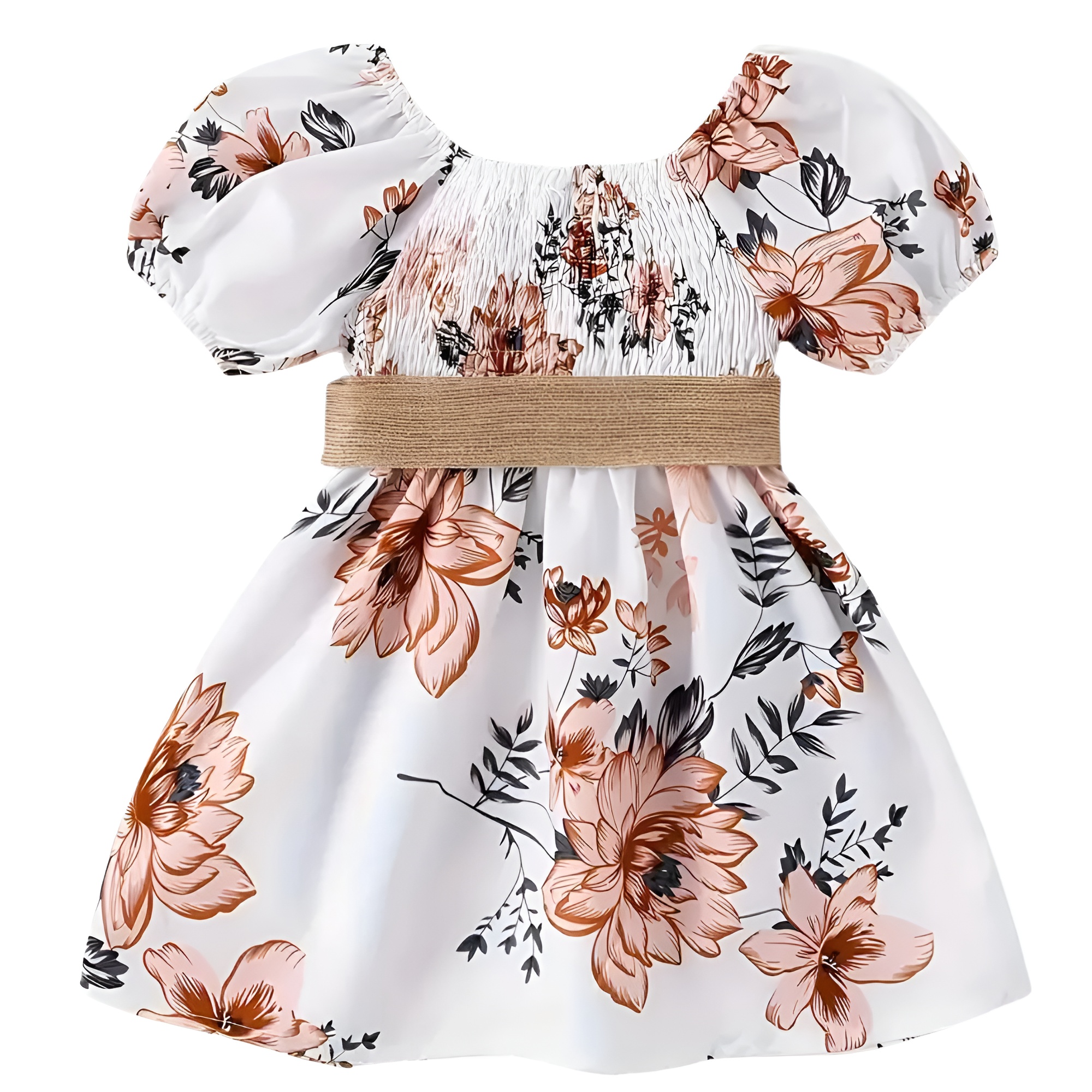 Floral Print Smocked Waist Dress