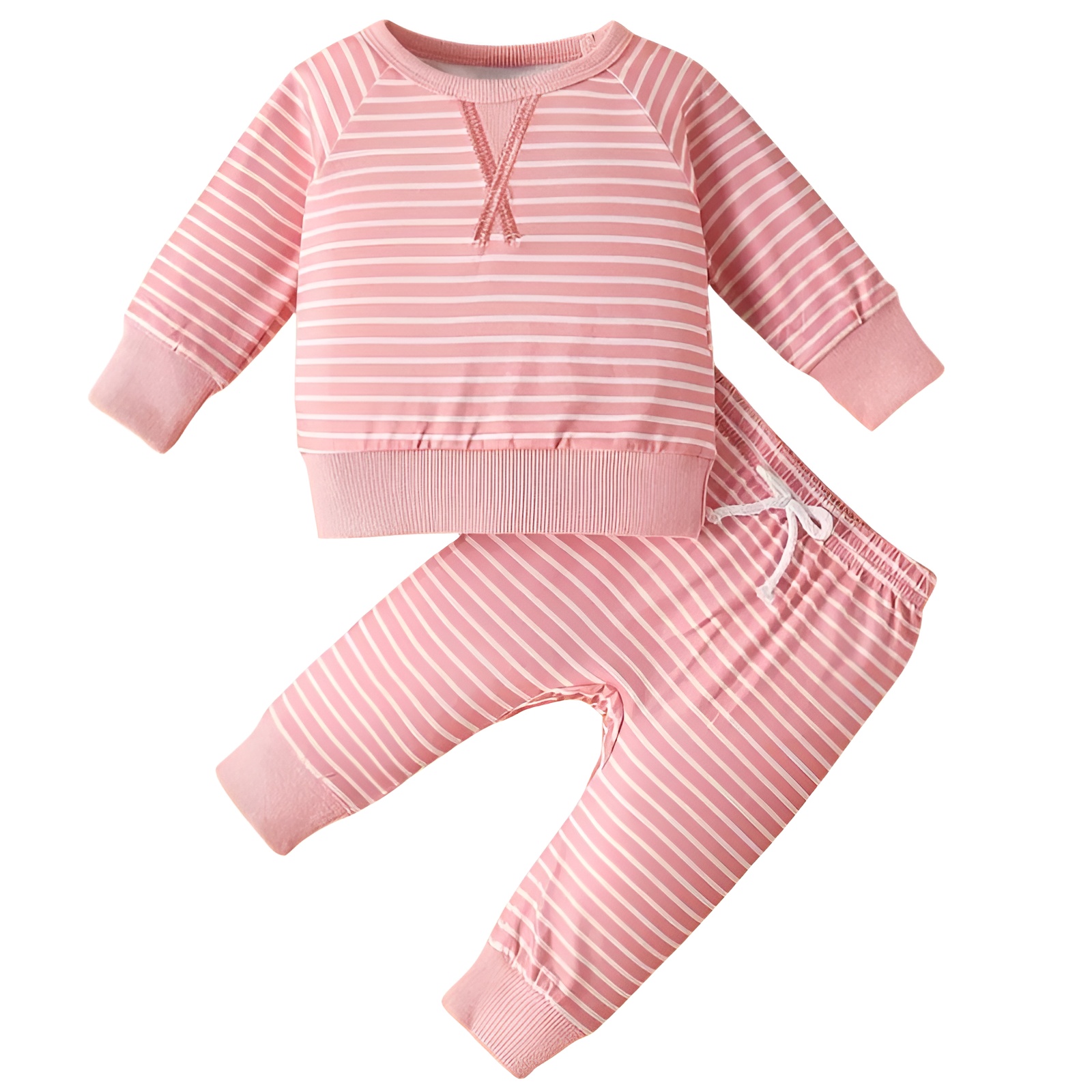 2pcs Boys Casual Stripe Pattern Sweatshirt and Pants