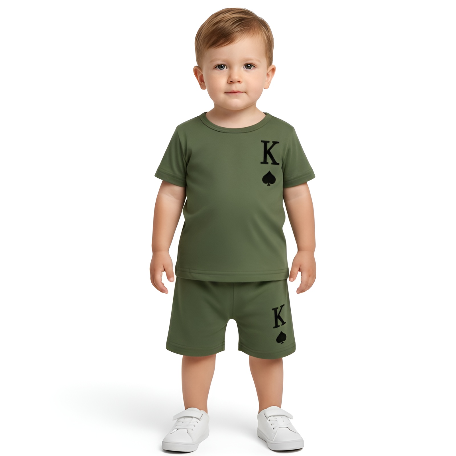 Boys Letter Print Short Sleeved Tshirt and Shorts Two Piece Set