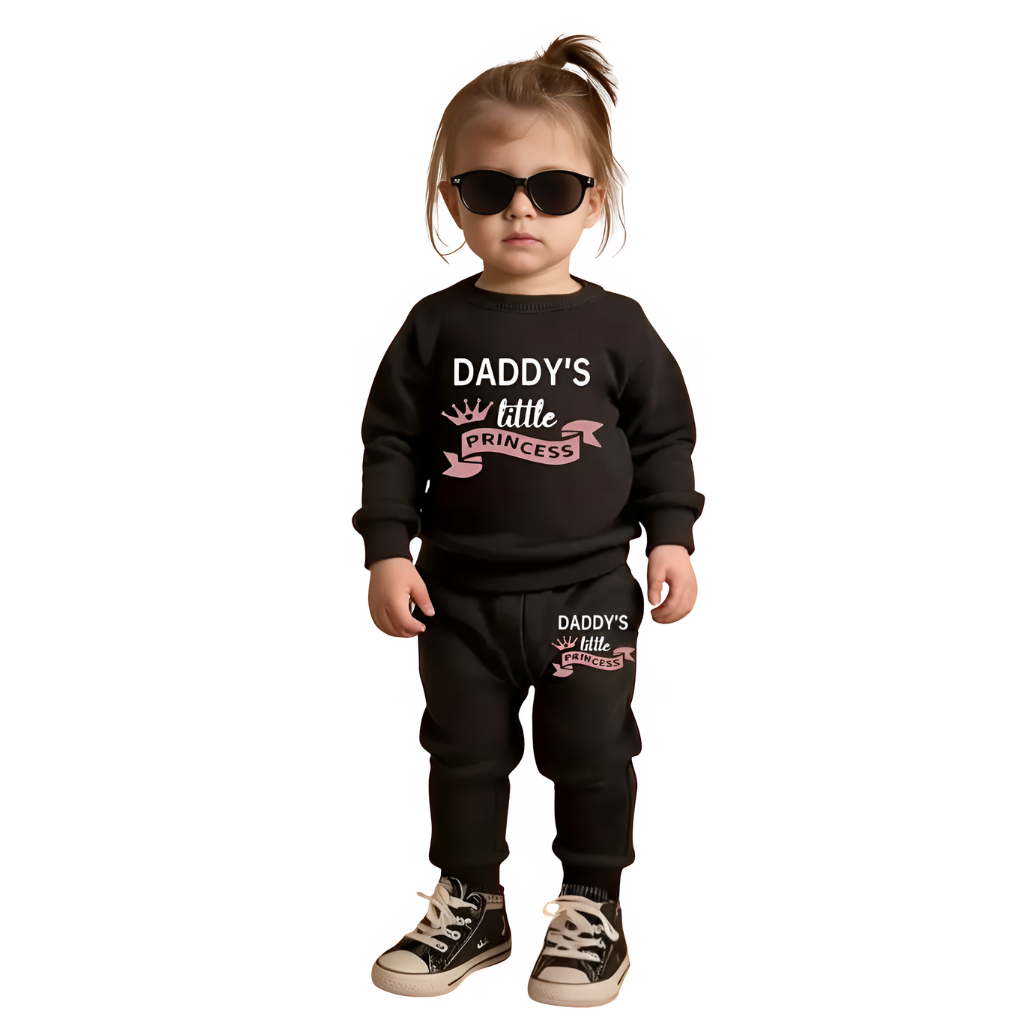  Autumn Baby Girl Round Neck Letter Print Long Sleeve Set