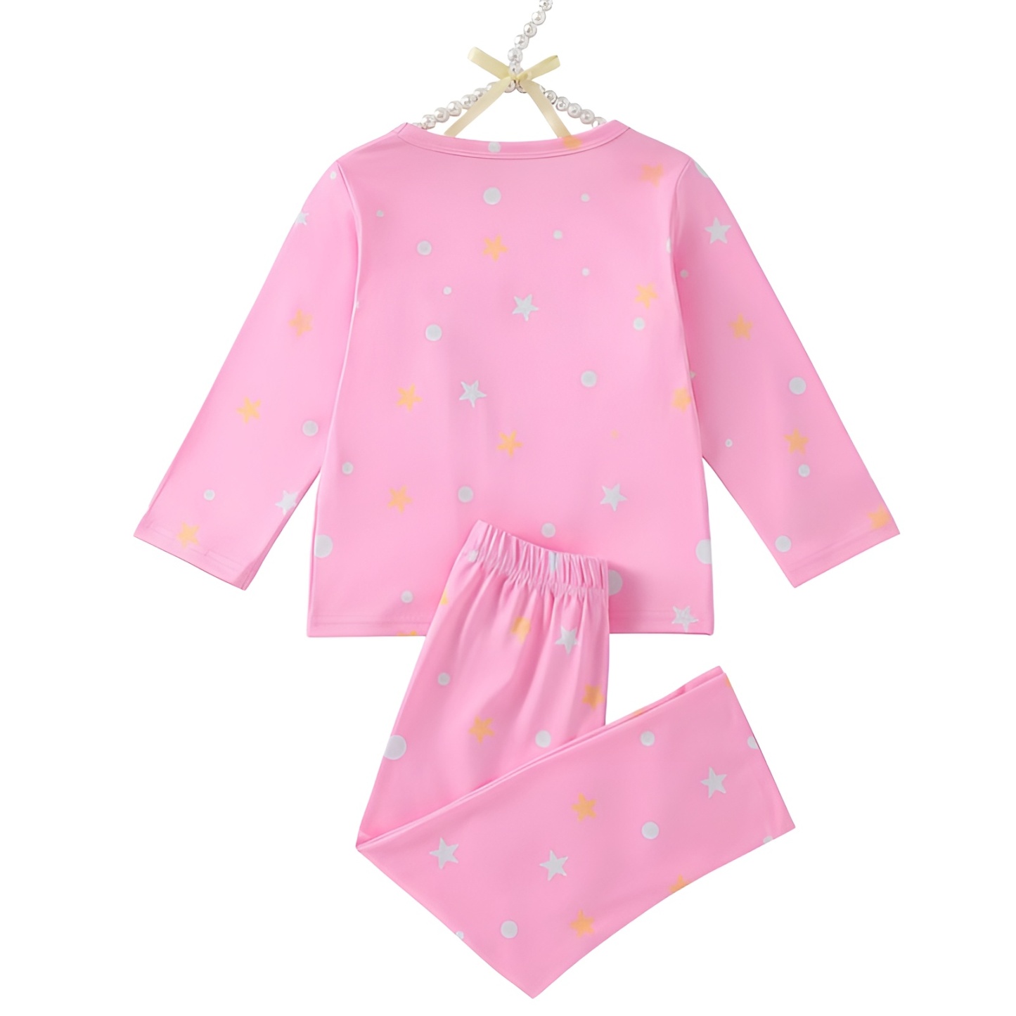 Slogan and Stars Moon Rocket Print Pajama Set for Girls