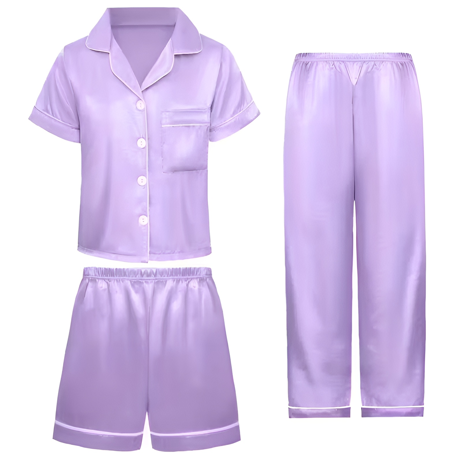 Autumn Satin Short Sleeve Pajama Set