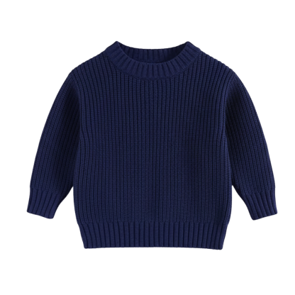Long Sleeve Cable Knit Pullover For Baby With Button Closure