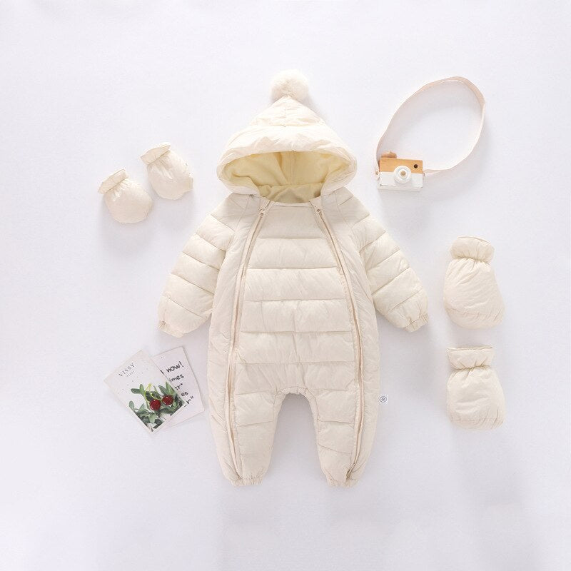 Newborn Baby Boy Girl Winter Hooded Romper-Children Cloth Shop