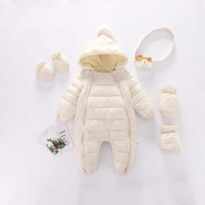 Newborn Baby Boy Girl Winter Hooded Romper-Children Cloth Shop