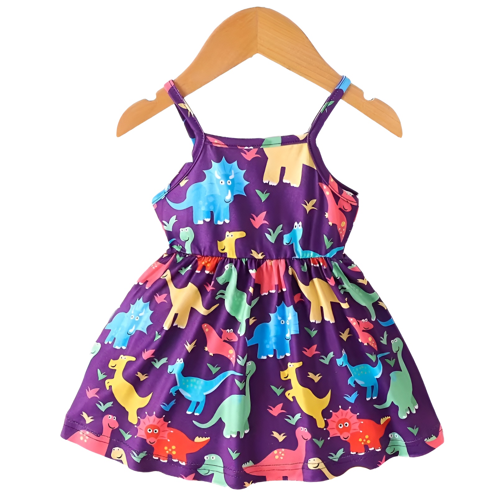 Dinosaur Cartoon Print Sleeveless Sundress for Girls