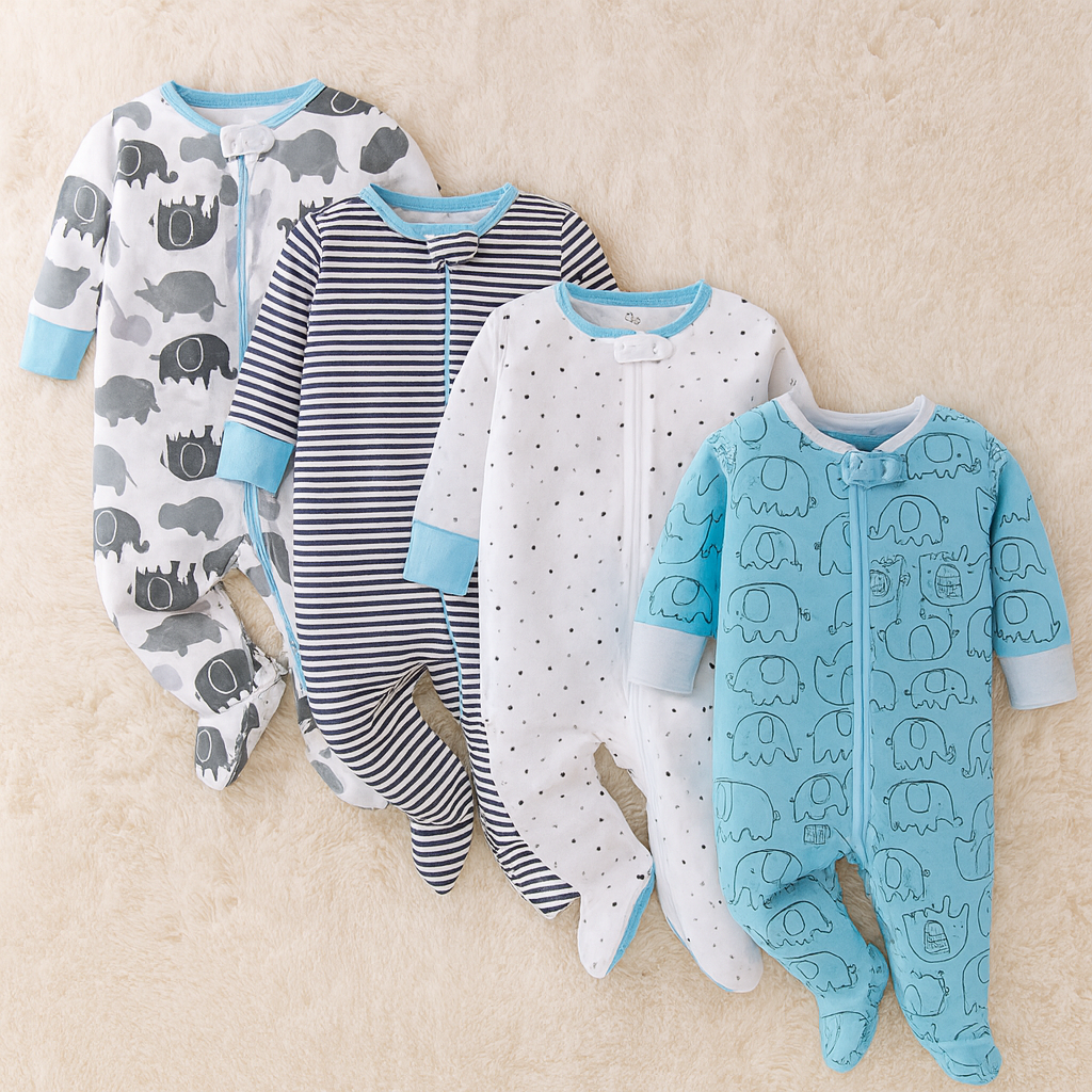 Baby Boys 4 Pack Sleep N Play Footies