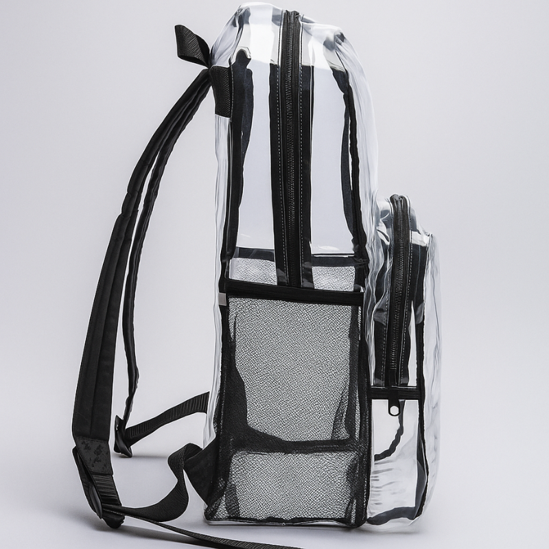 Transparent School Backpack with Water Resistant PVC Plastic Material
