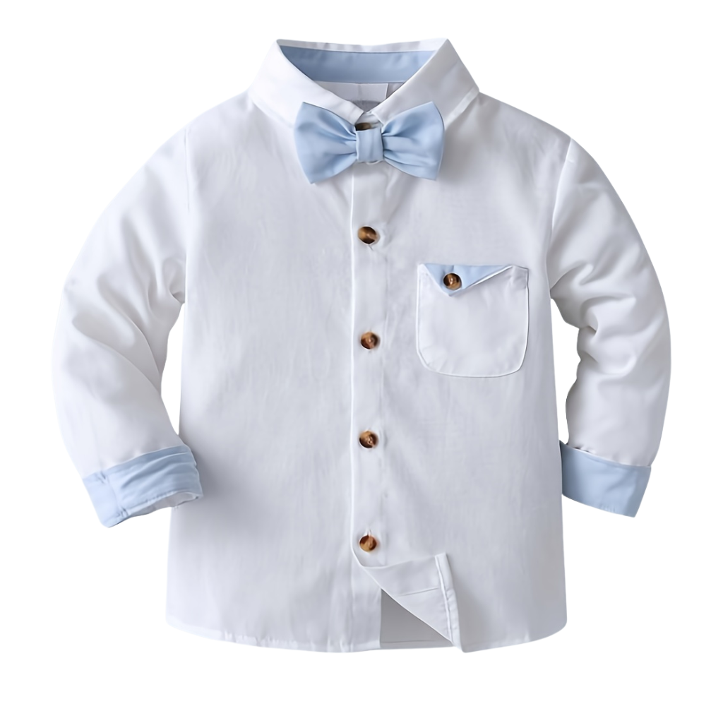 Bow Tie Shirt With Suspender Pants