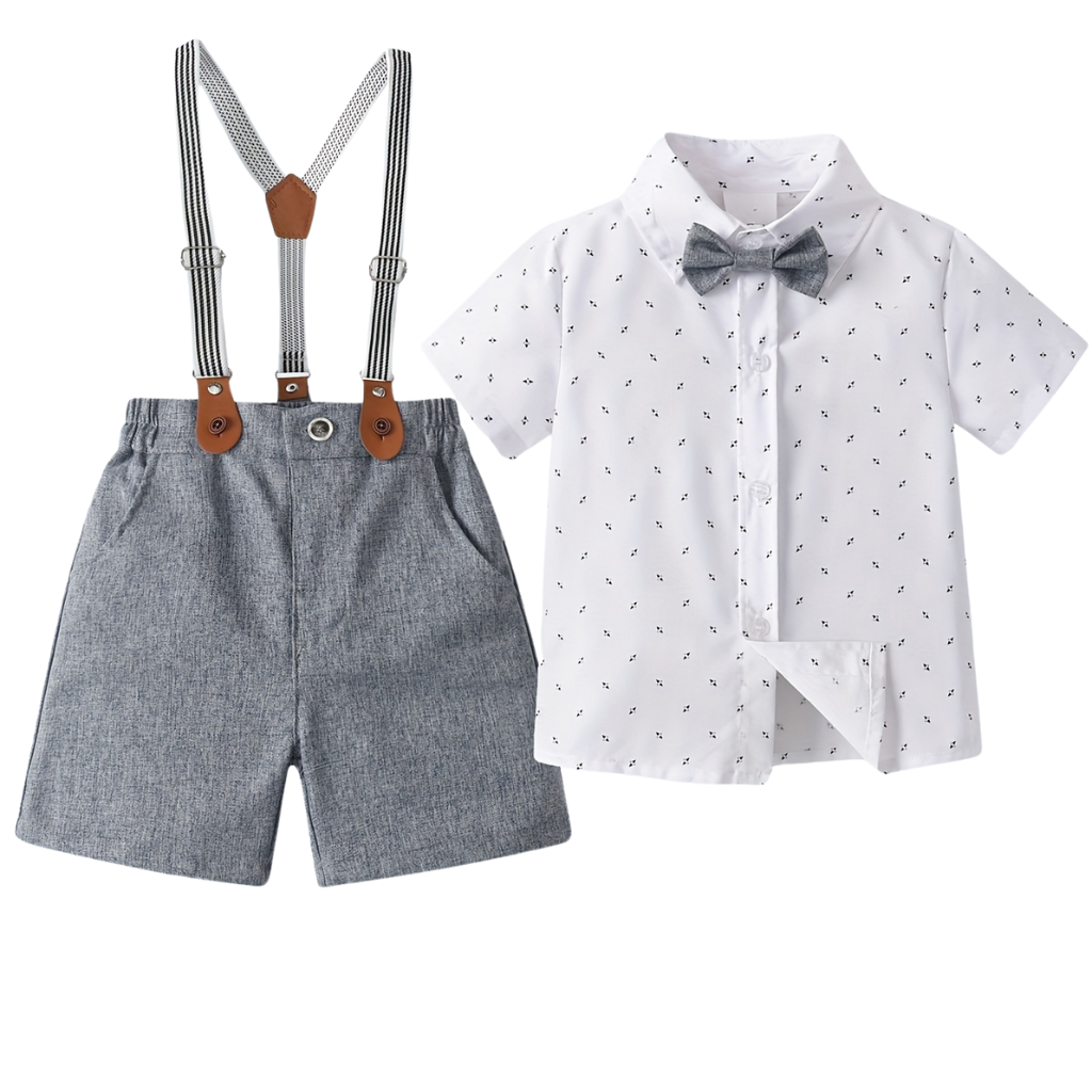 Short Sleeve Shirt And Suspender Shorts