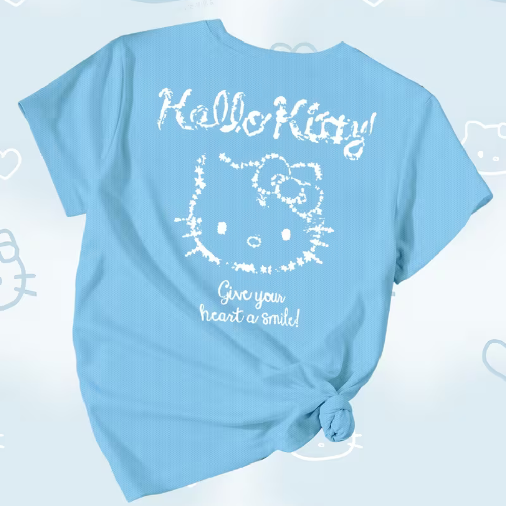 Kitty Double Sided Fun Print In Short Sleeved T-Shirt