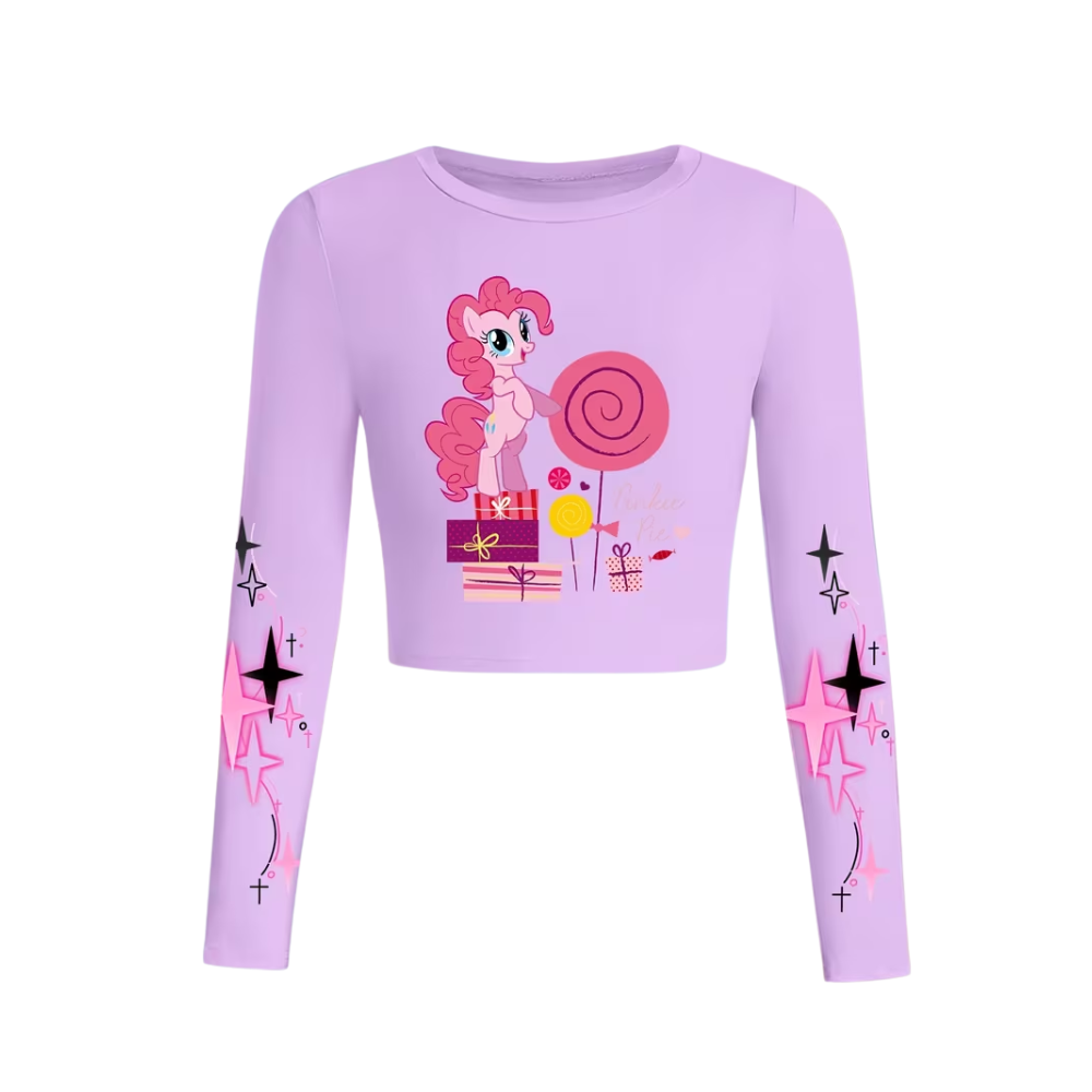Pinkie Pie Girls Long Sleeve Cropped Top