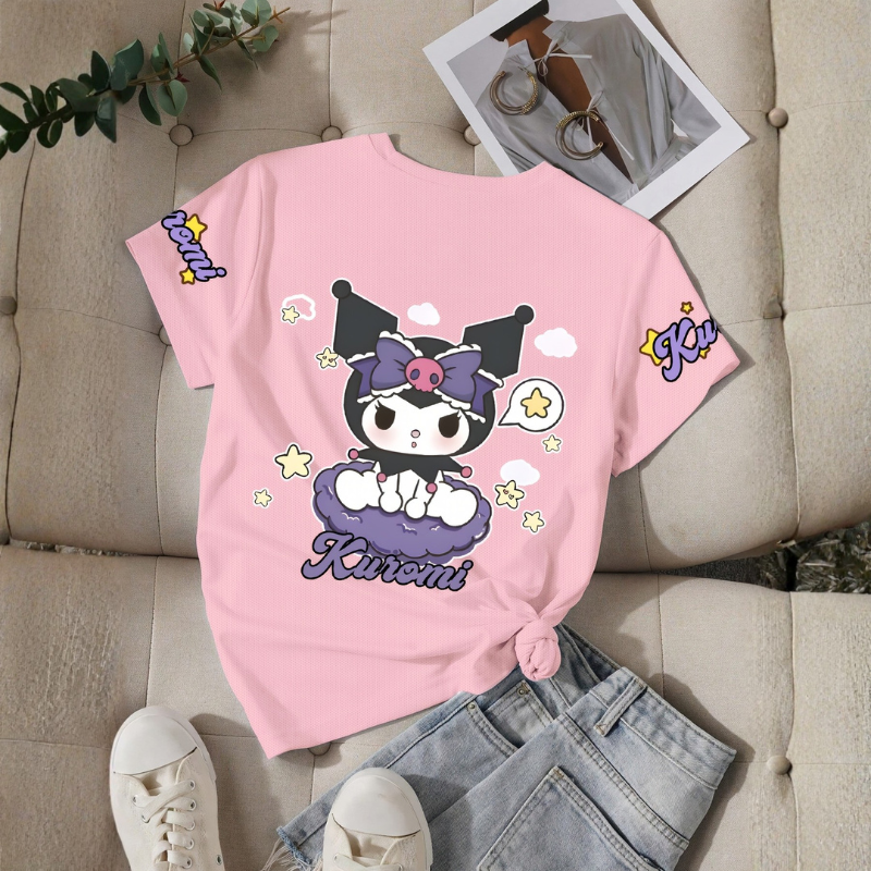 Kuromi Double Sided Fun Printed Short Sleeved T Shirt