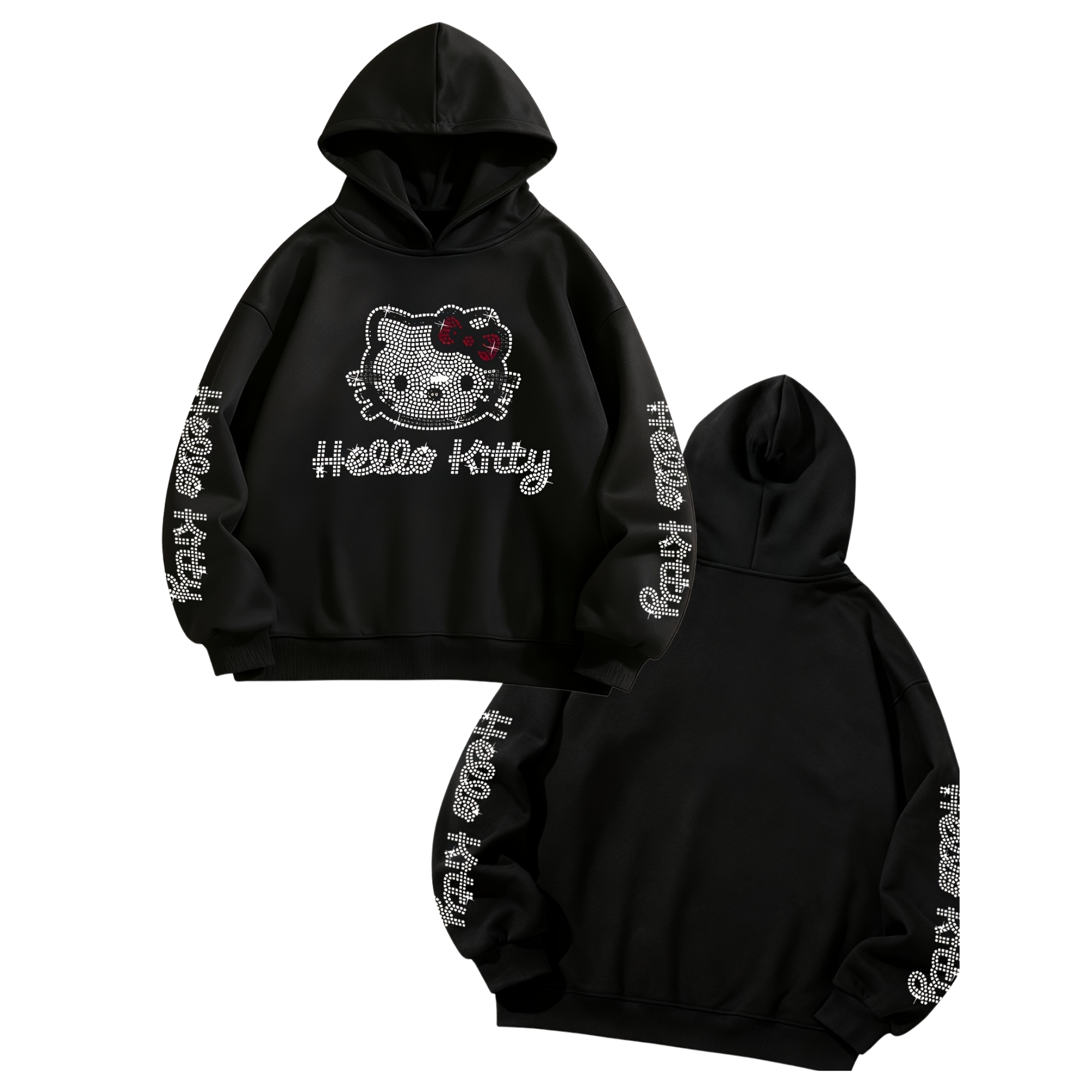 Kitty Shimmering Rhinestone Kids Hooded Sweatshirt